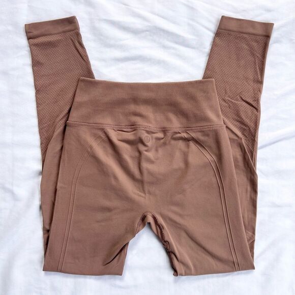 lululemon athletica Pants - Lululemon Seamless Dusty Rose Pink Brown Leggings Size 4